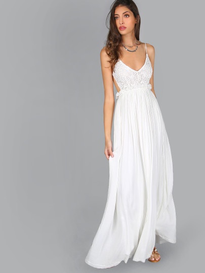 BOHEMIAN TOP Zomer boho vrouwen maxi jurk losse borduurwerk witte kant lange tuniek strand jurk vakantie vakantie vrouwen kleding BOHEMIAN TOPS SLFDXDP (Color : C, Size : L